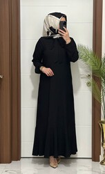 1095 K90 SİYAH KRAVAT DETAY KARİN KUMAŞ buyuk beden elbide yeni sezon - Thumbnail