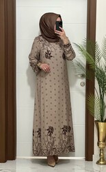 moda sura - 6373 K 50 vizon VİSCON kumaş buyuk beden elbise yeni sezon