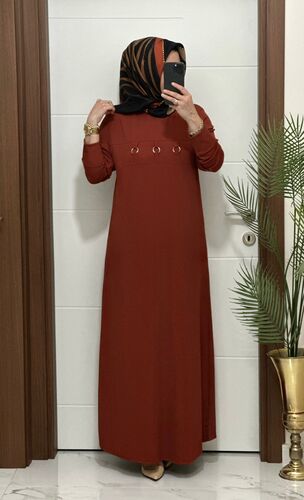 1444 K 80 kıremıt ILAYDA halkalı model fitilli burgu kumaş buyuk beden elbise yeni sezon