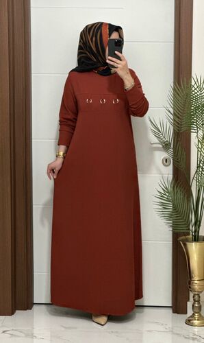 1444 K 80 kıremıt ILAYDA halkalı model fitilli burgu kumaş buyuk beden elbise yeni sezon