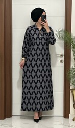 moda sura - 1080 k 90 gri renk karin kumas FERMUAR detaylı elbıse yeni sezon büyük beden