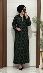 moda sura - 1080 k 90 haki renk karin kumas FERMUAR detaylı elbıse yeni sezon büyük beden