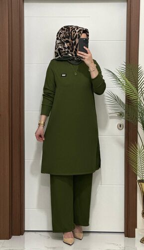 2121 K 80 HAKİ ARMALI TAKIM fitilli BURGU kumaş tunik pantolon takım buyuk beden yeni sezon
