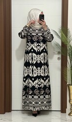 moda sura - 7374 K 50 SİYAH VİSCON kumaş buyuk beden elbise yeni sezon