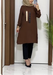 moda sura - 4645 K 25 KAHVE RENK YENİ SEZON SURA TUNİK