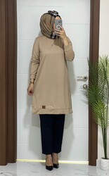moda sura - 6065 K 25 VİZON ARMALI buyuk beden ıkı ıplık tunık yeni sezon