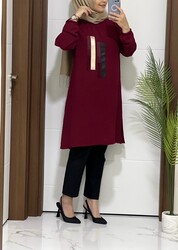 moda sura - 4645 K 25 BORDO RENK YENİ SEZON SURA TUNİK