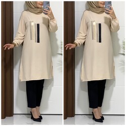 moda sura - 4645 K 25 TAŞ RENK YENİ SEZON SURA TUNİK