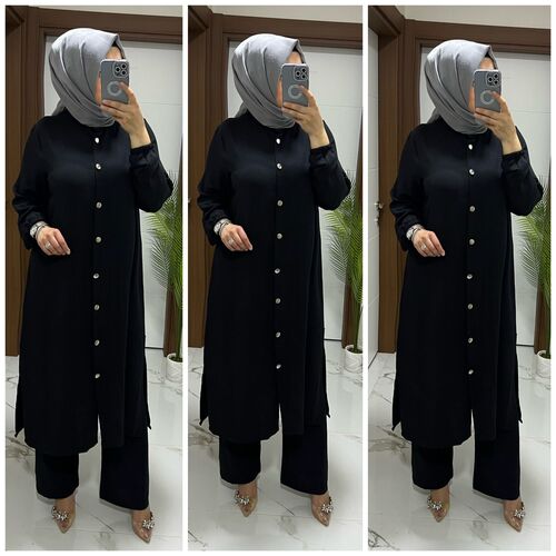 4747 k 60 SİYAH tunik pantolon TAKIM