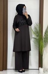 moda sura - 4750 k 30 kahverengi tunik pantolon TAKIM