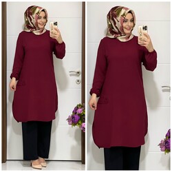 moda sura - 8000 K45 BORDO PANTOLON TUNİK TAKIM