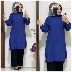 moda sura - 8000 K45 İNDİGO PANTOLON TUNİK TAKIM