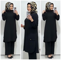moda sura - 8000 K45 SİYAH PANTOLON TUNİK TAKIM