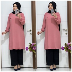 moda sura - 5005 K45 PUDRA PANTOLON TUNİK TAKIM
