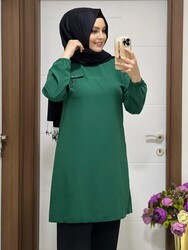 moda sura - 5005 K45 ZÜMRÜT YEŞİLİ PANTOLON TUNİK TAKIM