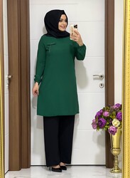 5005 K45 ZÜMRÜT YEŞİLİ PANTOLON TUNİK TAKIM - Thumbnail