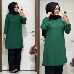 5005 K45 ZÜMRÜT YEŞİLİ PANTOLON TUNİK TAKIM - Thumbnail