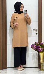 5005 K35 camel PANTOLON TUNİK TAKIM - Thumbnail