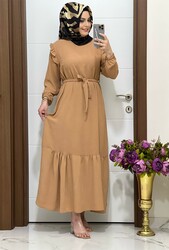 moda sura - 5040 K35 CAMEL AEROBİN RENK ELBİSE