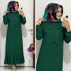 moda sura - 6000 K35 ZÜMRÜT YEŞİLİ GONCA ELBİSE