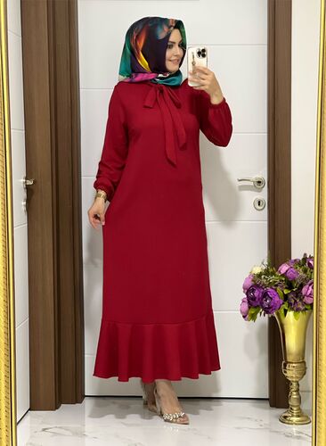 5070 K 50 kırmızı YENİ SEZON SURA elbise