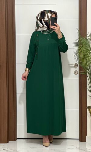 5510 K 80 ZÜMRÜT ROBALI model fitilli burgu kumaş beden elbise yeni sezon