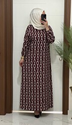 moda sura - 4477 K60 BORDO YENİ ZİNCİR DESEN bürümcük kumaş büyük beden elbise yeni sezon