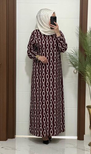 4477 K60 BORDO YENİ ZİNCİR DESEN bürümcük kumaş büyük beden elbise yeni sezon