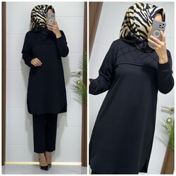 moda sura - 1020 K 25 SİYAH ÇİMALI buyuk beden ıkı ıplık tunık yeni sezon