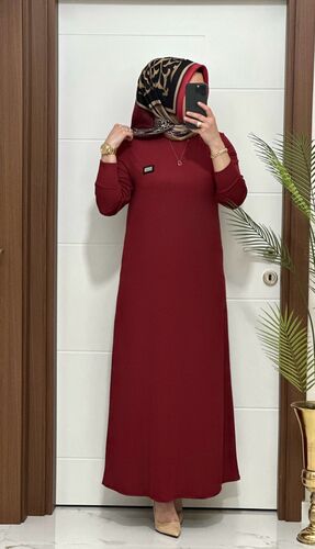 5888 K 60 BORDO arma detay fitilli burgu kumaş beden elbise yeni sezon