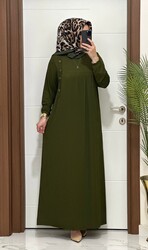 moda sura - 5510 K 80 HAKİ ROBALI model fitilli burgu kumaş beden elbise yeni sezon