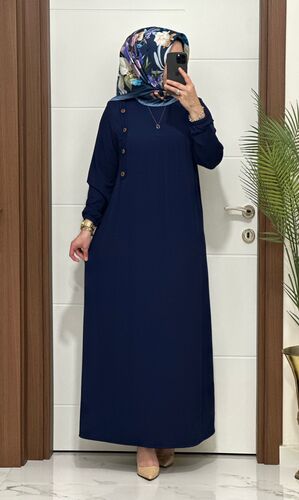 5510 K 80 LACİVERT ROBALI model fitilli burgu kumaş beden elbise yeni sezon