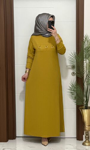 1444 K 80 hardal ILAYDA halkalı model fitilli burgu kumaş buyuk beden elbise yeni sezon