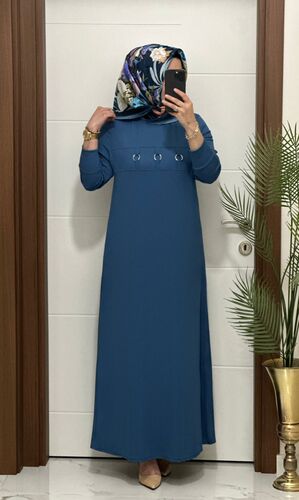 1444 K 80 ındıgo ILAYDA halkalı model fitilli burgu kumaş buyuk beden elbise yeni sezon