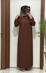 5510 K 80 KAHVERENGİ ROBALI model fitilli burgu kumaş beden elbise yeni sezon - Thumbnail