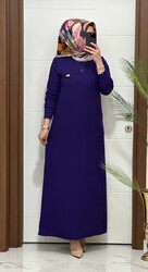 5888 K 60 MOR arma detay fitilli burgu kumaş beden elbise yeni sezon - Thumbnail