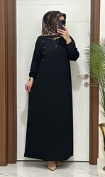 moda sura - 5510 K 80 SİYAH ROBALI model fitilli burgu kumaş beden elbise yeni sezon
