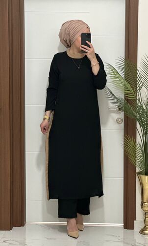 8811 K120 SİYAH tunik pantolon aerobın Kumaş ikili takım buyuk beden