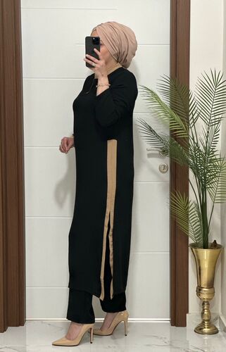 8811 K120 SİYAH tunik pantolon aerobın Kumaş ikili takım buyuk beden