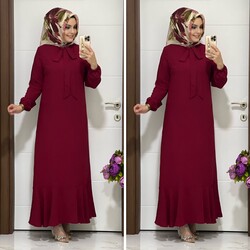 moda sura - 6000 K35 BORDO GONCA ELBİSE