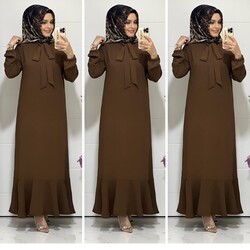 6000 K45 KAHVERENK GONCA ELBİSE - Thumbnail