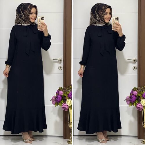 6000 K45 SİYAH GONCA ELBİSE
