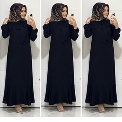 6000 K45 SİYAH GONCA ELBİSE - Thumbnail