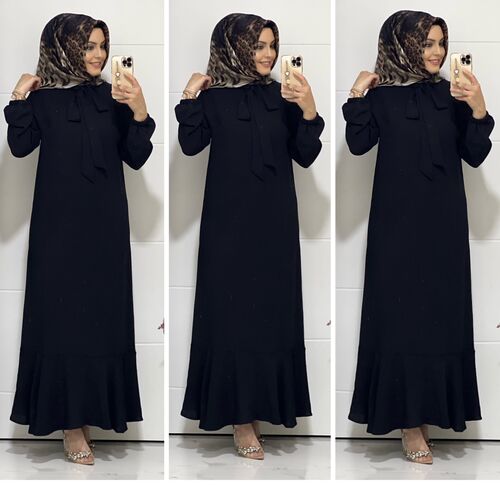 6000 K45 SİYAH GONCA ELBİSE