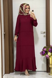 moda sura - 7000 K55 BORDO BAHAR ELBİSE