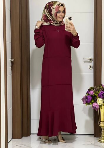 7000 K45 BORDO BAHAR ELBİSE