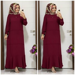 7000 K45 BORDO BAHAR ELBİSE - Thumbnail