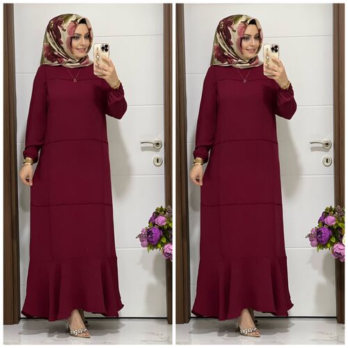 7000 K45 BORDO BAHAR ELBİSE
