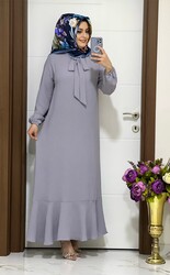 moda sura - 6000 K45 GRİ GONCA ELBİSE
