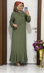 moda sura - 6000 K45 HAKİ GONCA ELBİSE